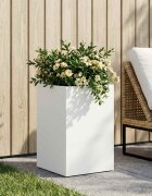 vidaXL Градинска саксия Бяло 30 x 30 x 50 cm Студено валцована стомана