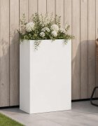 vidaXL Градинска саксия Бяло 40 x 20 x 75 см Студено валцована стомана