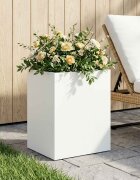 vidaXL Градинска саксия Бяло 40 x 30 x 40 см Студено валцована стомана
