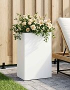 vidaXL Градинска саксия Бяло 40 x 30 x 75 cm Студено валцована стомана