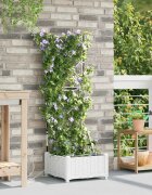 vidaXL Градинска саксия Бяло 40 x 40 x 126 см ПП