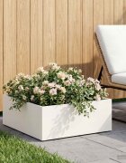 vidaXL Градинска саксия Бяло 40 x 40 x 20 cm Студено валцована стомана