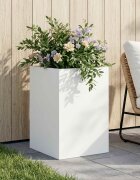 vidaXL Градинска саксия Бяло 40 x 40 x 60 cm Студено валцована стомана