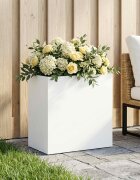 vidaXL Градинска саксия Бяло 50 x 30 x 40 см Студено валцована стомана