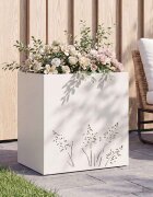 vidaXL Градинска саксия Бяло 50 x 30 x 49 см Студено валцована стомана