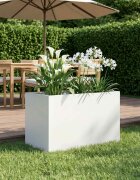 vidaXL Градинска саксия Бяло 50 x 40 x 40 см Студено валцована стомана