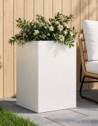 vidaXL Градинска саксия Бяло 50 x 50 x 75 cm Студено валцована стомана
