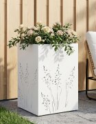 vidaXL Градинска саксия Бяло 50 x 50 x 75 cm Студено валцована стомана