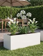 vidaXL Градинска саксия Бяло 60 x 20 x 20 см Студено валцована стомана