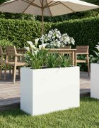 vidaXL Градинска саксия Бяло 60 x 30 x 50 см Студено валцована стомана