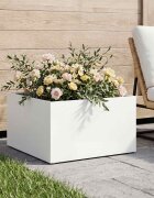 vidaXL Градинска саксия Бяло 60 x 60 x 30 cm Студено валцована стомана