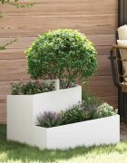 vidaXL Градинска саксия Бяло 60 x 60 x 50 см Студено валцована стомана