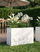 vidaXL Градинска саксия Бяло 80 x 20 x 49 см Студено валцована стомана