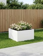 vidaXL Градинска саксия Бяло 80 x 80 x 40 cm Студено валцована стомана