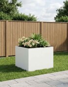 vidaXL Градинска саксия Бяло 80 x 80 x 60 см Студено валцована стомана
