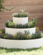 vidaXL Градинска саксия Бяло 90 x 90 x 20 см Студено валцована стомана
