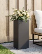 vidaXL Градинска саксия Черно 20 x 20 x 40 см