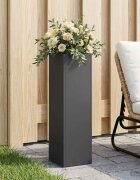 vidaXL Градинска саксия Черно 20 x 20 x 75 см