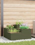 vidaXL Градинска саксия Маслиненозелен 100 x 100 x 48 см Стомана