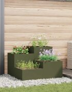vidaXL Градинска саксия Маслиненозелен 80 x 80 x 60 см Стомана