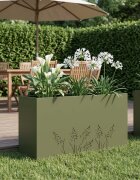 vidaXL Градинска саксия Маслиненозелено 100 x 20 x 49 см
