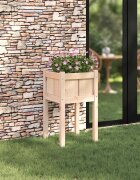 vidaXL Градинска саксия Природа 40 x 40 x 70 см Солидно борово дърво