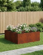 vidaXL Градинска саксия Ръждясало 100 x 100 x 30 cm Кортенова стомана