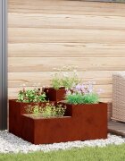 vidaXL Градинска саксия Ръждясало 100 x 100 x 48 см Патинираща стомана