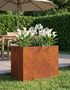 vidaXL Градинска саксия Ръждясало 60 x 40 x 50 cm Кортенова стомана