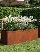 vidaXL Градинска саксия Ръждясало 80 x 30 x 30 см Кортенова стомана
