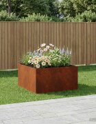 vidaXL Градинска саксия Ръждясало 80 x 80 x 40 cm Кортенова стомана