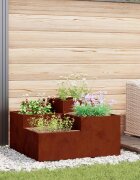 vidaXL Градинска саксия Ръждясало 80 x 80 x 48 см Патинираща стомана