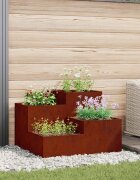 vidaXL Градинска саксия Ръждясало 80 x 80 x 60 см Патинираща стомана