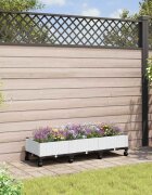 vidaXL Градинска саксия с колела Бяло 120 x 40 x 33 см ПП