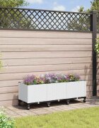 vidaXL Градинска саксия с колела Бяло 120 x 40 x 48 см ПП