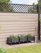 vidaXL Градинска саксия с колела Черно 120 x 40 x 29 см ПП