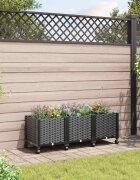 vidaXL Градинска саксия с колела Черно 120 x 40 x 44 см ПП