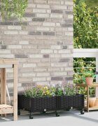 vidaXL Градинска саксия с колела Черно 80 x 40 x 29 см ПП
