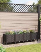 vidaXL Градинска саксия с колела Кафяво 160 x 40 x 44 см ПП