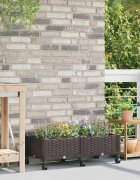 vidaXL Градинска саксия с колела Кафяво 80 x 40 x 29 см ПП