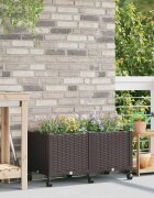 vidaXL Градинска саксия с колела Кафяво 80 x 40 x 44 см ПП