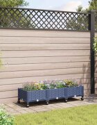 vidaXL Градинска саксия с колела Синьо сиво 120 x 40 x 33 см ПП