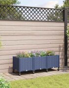 vidaXL Градинска саксия с колела Синьо сиво 120 x 40 x 48 см ПП