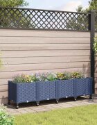 vidaXL Градинска саксия с колела Синьо сиво 160 x 40 x 48 см ПП