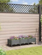vidaXL Градинска саксия с колела Светлосиво 120 x 40 x 33 см ПП