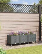 vidaXL Градинска саксия с колела Светлосиво 120 x 40 x 48 см ПП