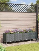 vidaXL Градинска саксия с колела Светлосиво 160 x 40 x 48 см ПП