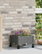 vidaXL Градинска саксия с колела Светлосиво 40 x 40 x 33 см ПП