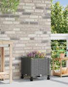 vidaXL Градинска саксия с колела Светлосиво 40 x 40 x 48 см ПП