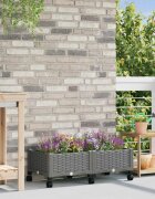 vidaXL Градинска саксия с колела Светлосиво 80 x 40 x 33 см ПП